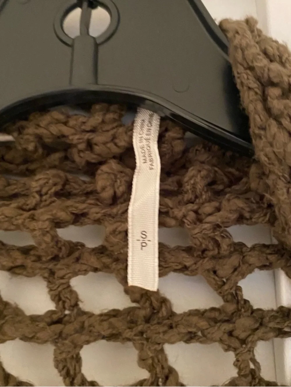 Free People Olive Brown Open Crochet Cardigan